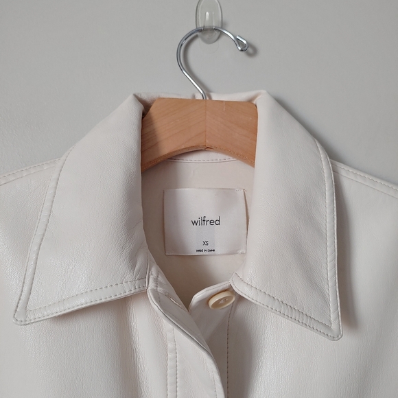 Aritzia Wilfred The Ganna Shirt Jacket Faux Leather Size XS White - Picture 8 of 16